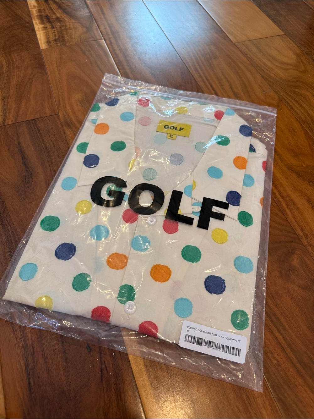 GOLF Clipped Polka Dot Button-Up Shirt — White with Multicolor Dots